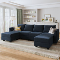 Blue velvet online sectional wayfair